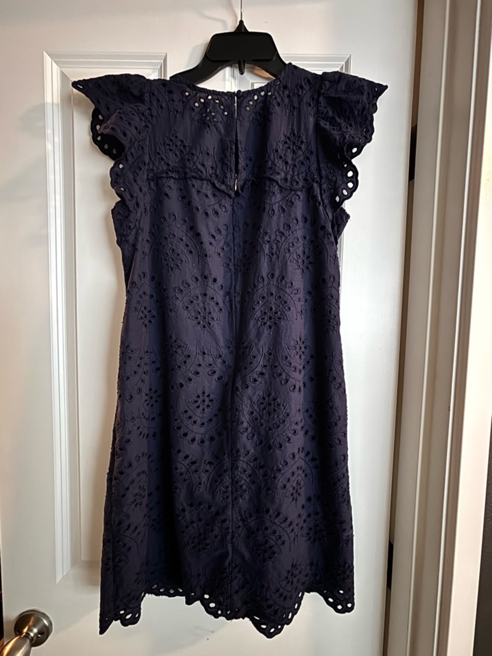 Like new! Worn once. Sam Edelman Navy Eyelet Shift Dress with Flutter Sleeves